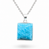 AAA Deep Azure Larimar Square Pendant – 925 Sterling Silver