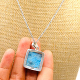 AAA Deep Azure Larimar Square Pendant – 925 Sterling Silver