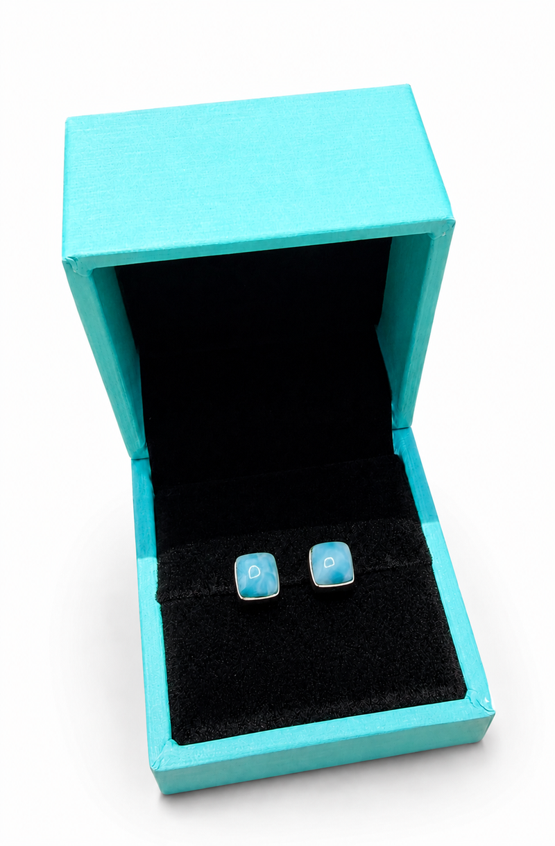 Larimar Square Earrings- 925 Sterling Silver