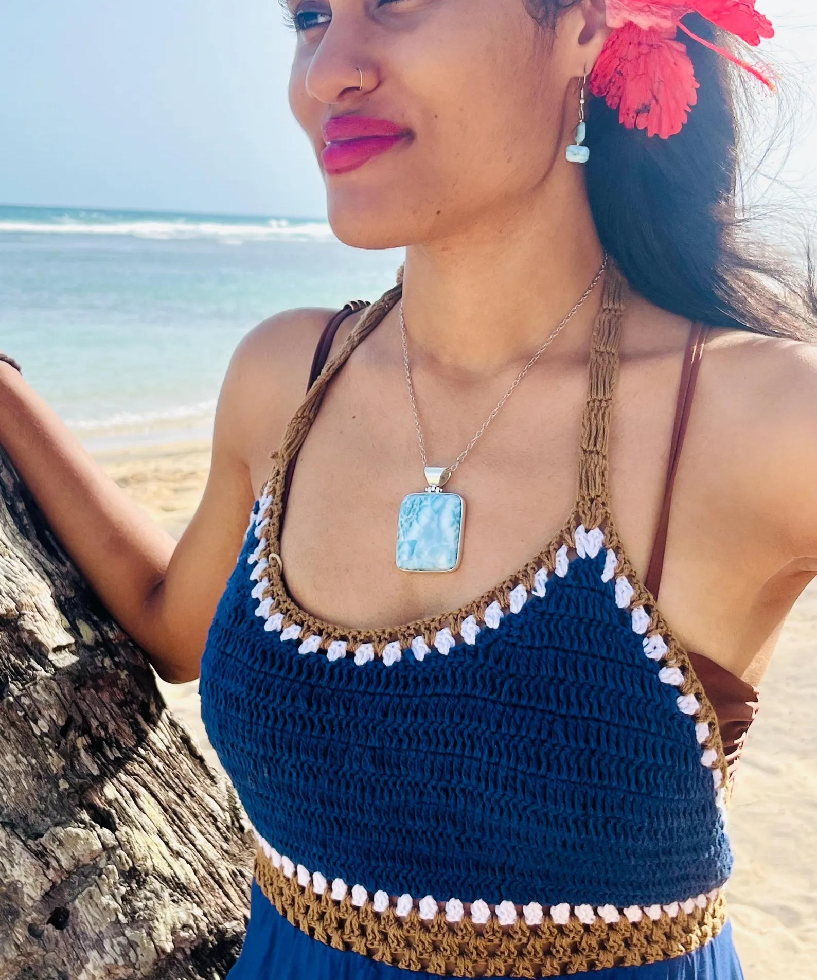 Larimar Square Pendant – 925 Sterling Silver Jewelry