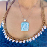 Larimar Square Pendant – 925 Sterling Silver Jewelry