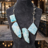 Larimar Multi-Stone Statement Silver Necklace