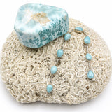Larimar Station Bracelet in 925 Sterling Silver | Multi-Stone Chain Link Bracelet