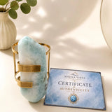 Larimar Slab Cuff Bracelet – 18K Gold Plated Sterling Silver Statement Jewelry