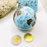 Larimar Sphere, 387g Dominican Stone Crystal Ball for Home Decor & Collectors
