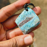 Larimar Necklace – AAA Dominican Blue Stone on Adjustable Cord for Men & Women