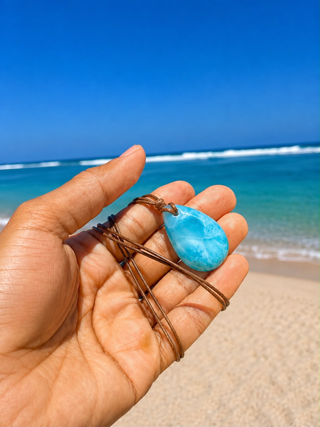 Larimar Stone Necklace – AAA Natural Super Blue 1