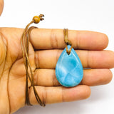 Larimar Stone Necklace – AAA Natural Super Blue Dominican Stone for Men & Women
