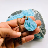 Natural Larimar Freeform Necklace – Blue Dominican Gemstone Pendant | Unisex