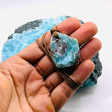 Natural Larimar Freeform Necklace – Blue Dominican Gemstone Pendant | Unisex