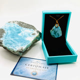 Natural Larimar Freeform Necklace – Blue Dominican Gemstone Pendant | Unisex