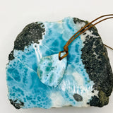 Natural Larimar Freeform Necklace – Blue Dominican Gemstone Pendant | Unisex