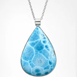 AAA Larimar Teardrop Pendant in Sterling Silver