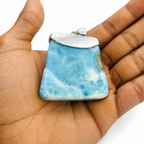 Large Larimar Statement Pendant in 925 Sterling Silver