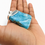 Large Larimar Statement Pendant in 925 Sterling Silver
