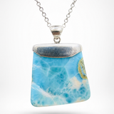 Large Larimar Statement Pendant in 925 Sterling Silver