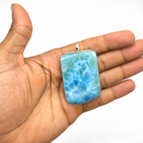 Larimar Stone Pendant Necklace, Genuine AAA Dominican Ocean Stone Gift for Men & Women