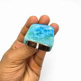 Larimar Stone Pendant Necklace, Genuine AAA Dominican Ocean Stone Gift for Men & Women