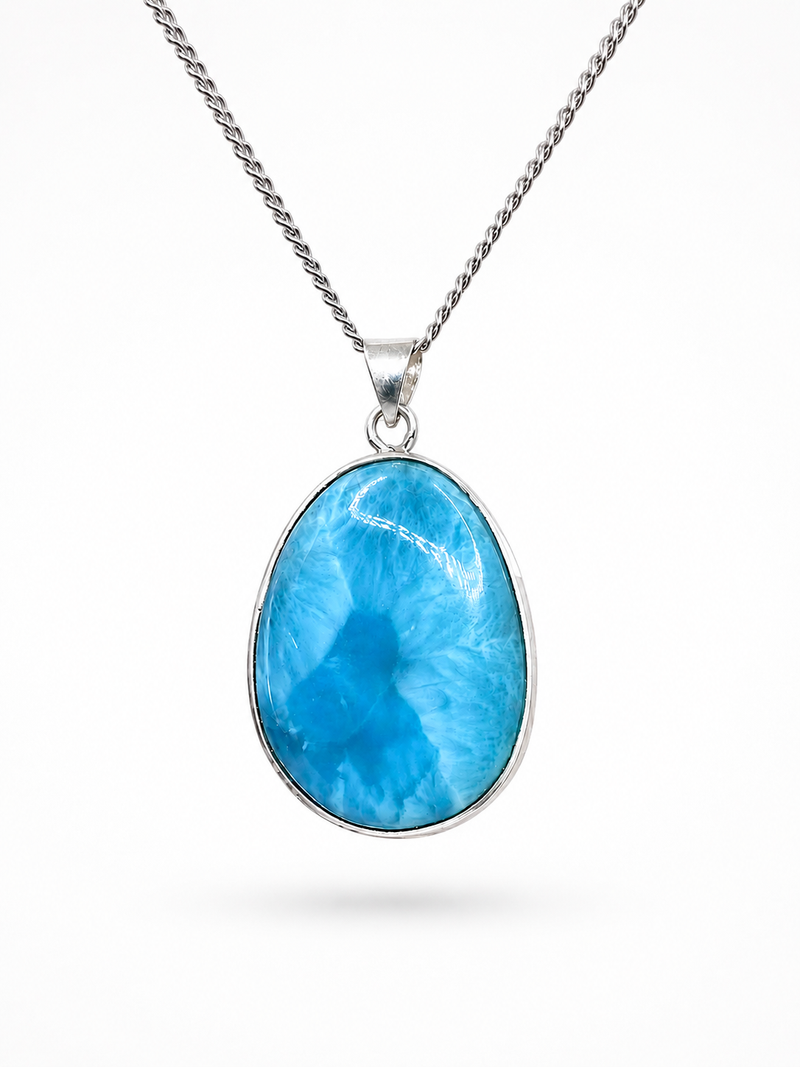 Super Blue Larimar Pendant in 925 Sterling Silver