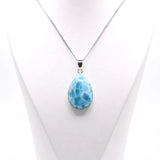 AAA Larimar Pendant, 925 Sterling Silver Blue Dominican Stone