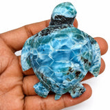 Hand Carved Larimar Turtle Sculpture