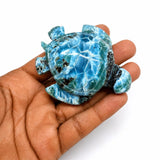 Hand Carved Larimar Turtle Sculpture