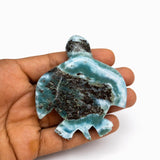 Hand Carved Larimar Turtle Sculpture