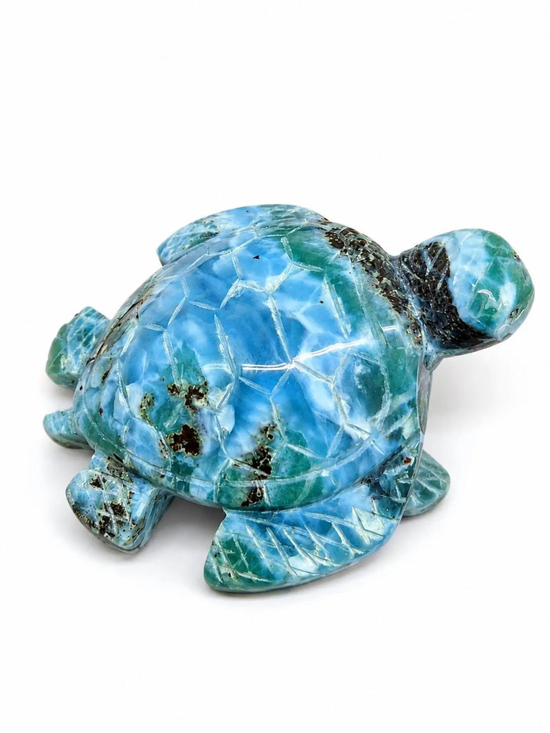 Hand Carved Larimar Turtle Sculpture
