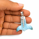 Larimar Whale Tail Pendant in 925 Sterling Silver