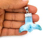 Larimar Whale Tail Pendant in 925 Sterling Silver