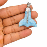 Larimar Whale Tail Pendant in 925 Sterling Silver