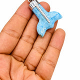 Larimar Whale Tail Pendant in 925 Sterling Silver