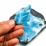 Larimar Angel Wing Necklace – AAA Dominican Larimar Unisex Jewelry On Adjustable Cord