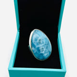 AAA Grade Super Blue Larimar Ring – 925 Sterling Silver Adjustable