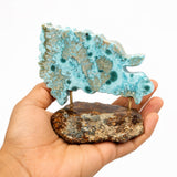 Larimar Dominican Republic Map Sculpture on Dominican Amber Base, Caribbean Home Decor