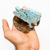 Larimar Dominican Republic Map Sculpture on Dominican Amber Base, Caribbean Home Decor
