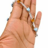 Larimar Amber Heart Bracelet - 925 Sterling Silver