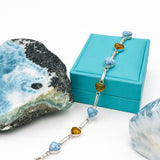 Larimar Amber Heart Bracelet - 925 Sterling Silver