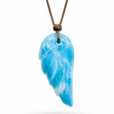 Larimar Angel Wing Necklace – AAA Dominican Larimar Unisex Jewelry On Adjustable Cord