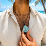 Larimar Stone Unisex Cord Necklace