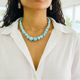 Larimar Bead Necklace in 925 Sterling Hook, Genuine Larimar Beads 8–16mm