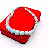 Larimar Bead Necklace in 925 Sterling Hook, Genuine Larimar Beads 8–16mm