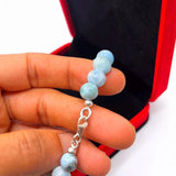 Larimar Bead Necklace in 925 Sterling Hook, Genuine Larimar Beads 8–16mm