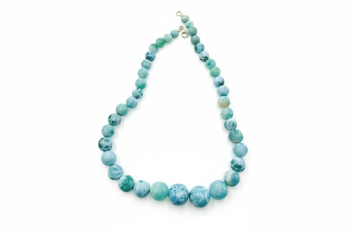 Larimar Bead Necklace in 925 Sterling Hook, Genuine Larimar Beads 8–16mm