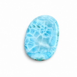 AAA Larimar Oval Palmstone Cabochon – Genuine Dominican Blue Gemstone, Collector Piece with Exceptional Webbing