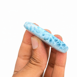 AAA Larimar Oval Palmstone Cabochon – Genuine Dominican Blue Gemstone, Collector Piece with Exceptional Webbing