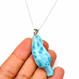 Larimar Cat Pendant Necklace, 925 Sterling Silver , Dominican Larimar Cat Jewelry, Blue Ocean Gemstone Cat Lover Gift