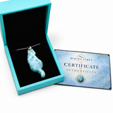 Larimar Cat Pendant Necklace, 925 Sterling Silver , Dominican Larimar Cat Jewelry, Blue Ocean Gemstone Cat Lover Gift