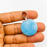 Larimar Circle 925 Sterling Silver Pendant
