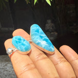 Exclusive Double Larimar Pendant -AAA Larimar Stone Silver Jewelry Women's Gift